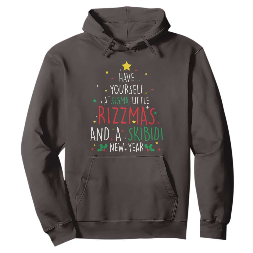 Funny Xmas Hoodie Have Yourself A Sigma Little Rizzmas And A Skibidi New Year TS09 Dark Chocolate Print Your Wear