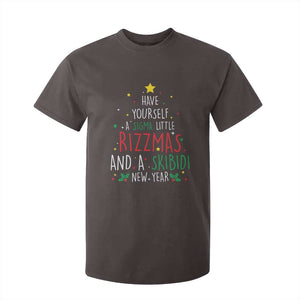 Funny Xmas T Shirt For Kid Have Yourself A Sigma Little Rizzmas And A Skibidi New Year TS09 Dark Chocolate Print Your Wear