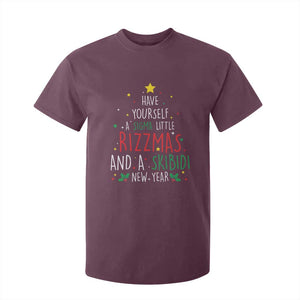 Funny Xmas T Shirt For Kid Have Yourself A Sigma Little Rizzmas And A Skibidi New Year TS09 Maroon Print Your Wear