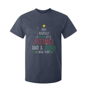 Funny Xmas T Shirt For Kid Have Yourself A Sigma Little Rizzmas And A Skibidi New Year TS09 Navy Print Your Wear