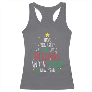 Funny Xmas Racerback Tank Top Have Yourself A Sigma Little Rizzmas And A Skibidi New Year TS09 Charcoal Print Your Wear