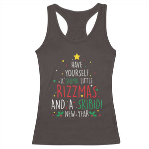 Funny Xmas Racerback Tank Top Have Yourself A Sigma Little Rizzmas And A Skibidi New Year TS09 Dark Chocolate Print Your Wear