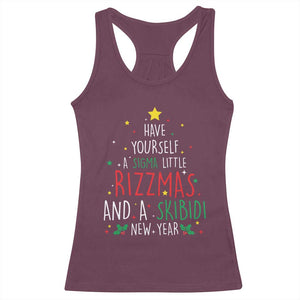 Funny Xmas Racerback Tank Top Have Yourself A Sigma Little Rizzmas And A Skibidi New Year TS09 Maroon Print Your Wear