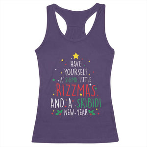 Funny Xmas Racerback Tank Top Have Yourself A Sigma Little Rizzmas And A Skibidi New Year TS09 Purple Print Your Wear