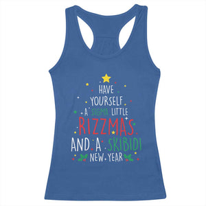Funny Xmas Racerback Tank Top Have Yourself A Sigma Little Rizzmas And A Skibidi New Year TS09 Royal Blue Print Your Wear