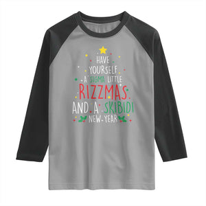 Funny Xmas Raglan Shirt Have Yourself A Sigma Little Rizzmas And A Skibidi New Year TS09 Sport Gray Black Print Your Wear