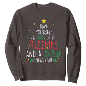 Funny Xmas Sweatshirt Have Yourself A Sigma Little Rizzmas And A Skibidi New Year TS09 Dark Chocolate Print Your Wear