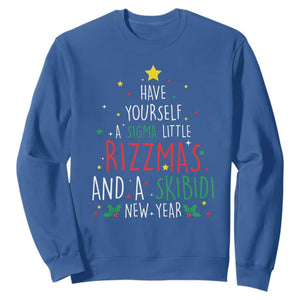 Funny Xmas Sweatshirt Have Yourself A Sigma Little Rizzmas And A Skibidi New Year TS09 Royal Blue Print Your Wear