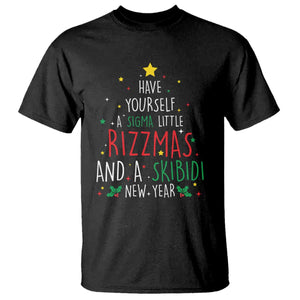 Funny Xmas T Shirt Have Yourself A Sigma Little Rizzmas And A Skibidi New Year TS09 Black Print Your Wear