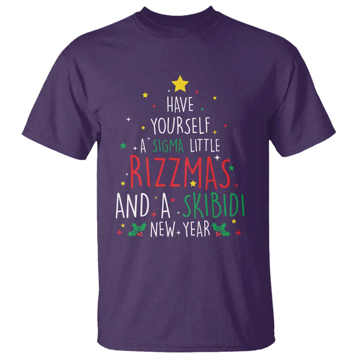 Funny Xmas T Shirt Have Yourself A Sigma Little Rizzmas And A Skibidi New Year TS09 Purple Print Your Wear