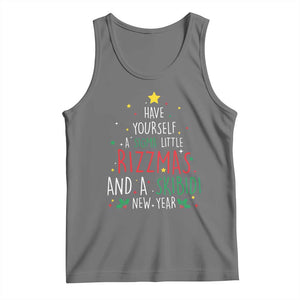 Funny Xmas Tank Top Have Yourself A Sigma Little Rizzmas And A Skibidi New Year TS09 Black Heather Print Your Wear