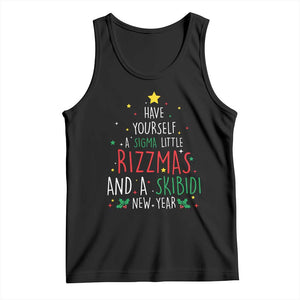Funny Xmas Tank Top Have Yourself A Sigma Little Rizzmas And A Skibidi New Year TS09 Black Print Your Wear