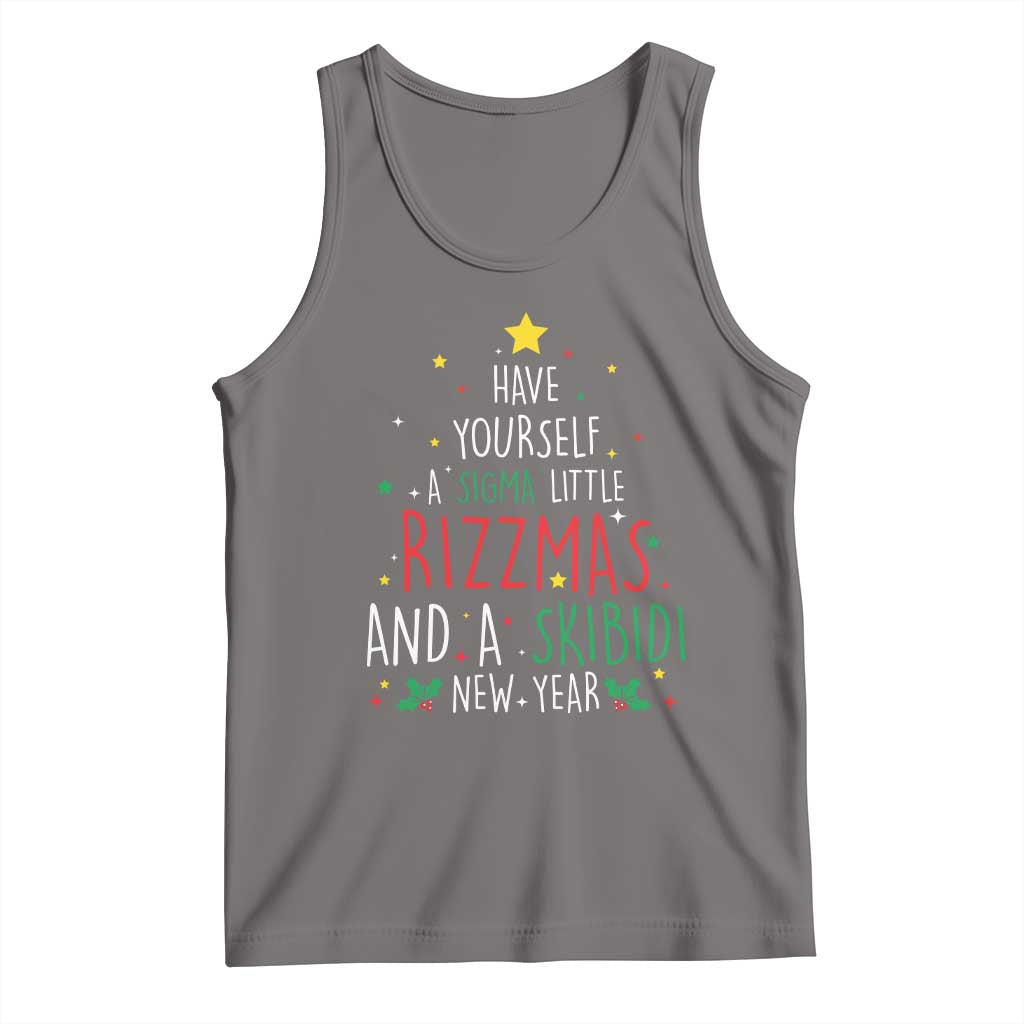 Funny Xmas Tank Top Have Yourself A Sigma Little Rizzmas And A Skibidi New Year TS09 Deep Heather Print Your Wear