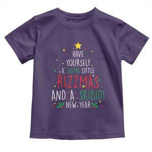 Funny Xmas Toddler T Shirt Have Yourself A Sigma Little Rizzmas And A Skibidi New Year TS09 Purple Print Your Wear