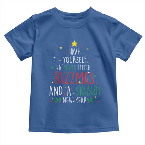 Funny Xmas Toddler T Shirt Have Yourself A Sigma Little Rizzmas And A Skibidi New Year TS09 Royal Blue Print Your Wear