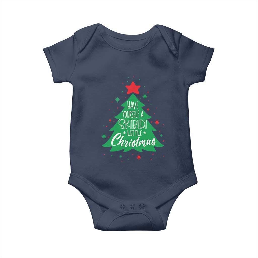 Funny Xmas Baby Onesie Have Yourself A Skibidi Little Rizzmas TS09 Navy Print Your Wear