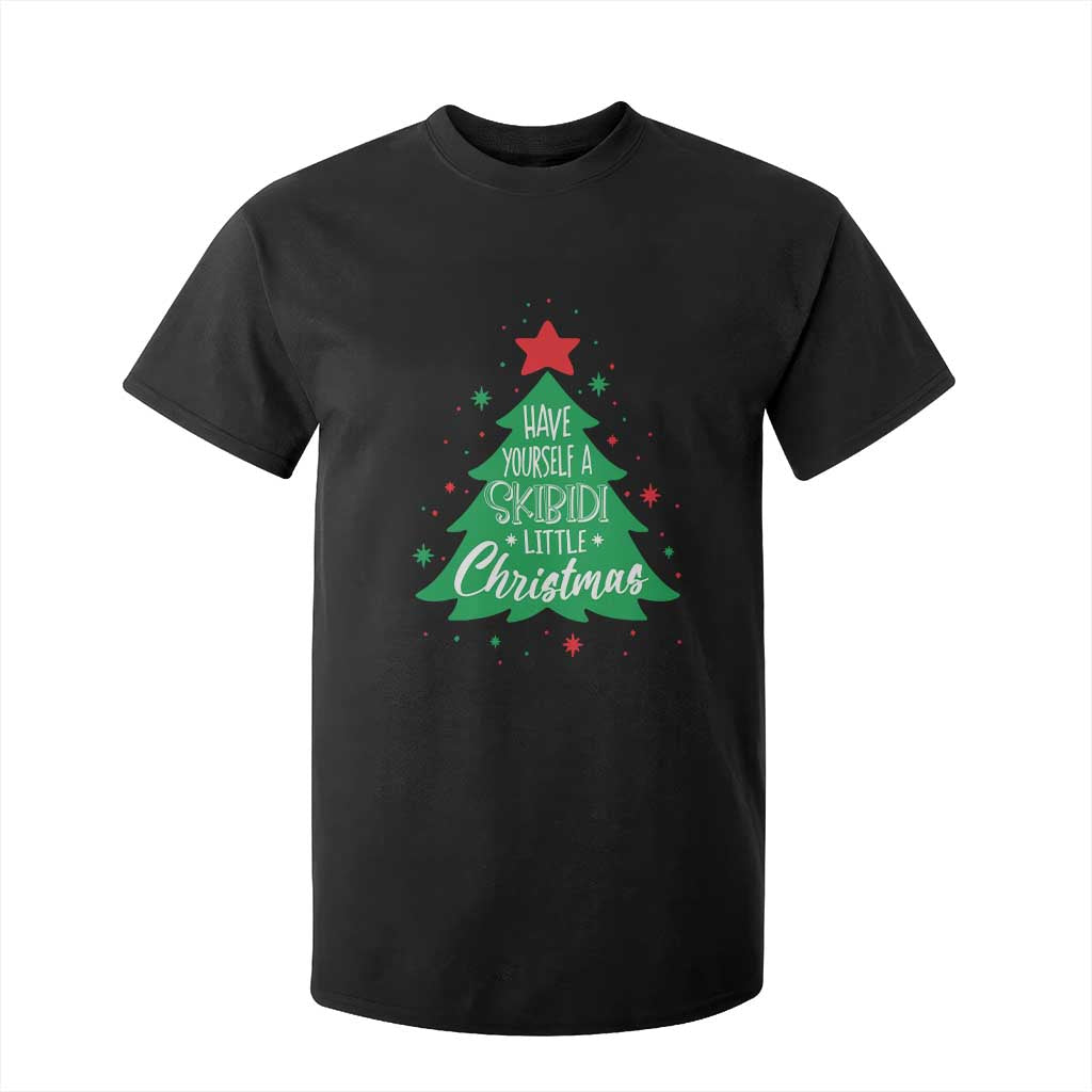 Funny Xmas T Shirt For Kid Have Yourself A Skibidi Little Rizzmas TS09 Black Print Your Wear