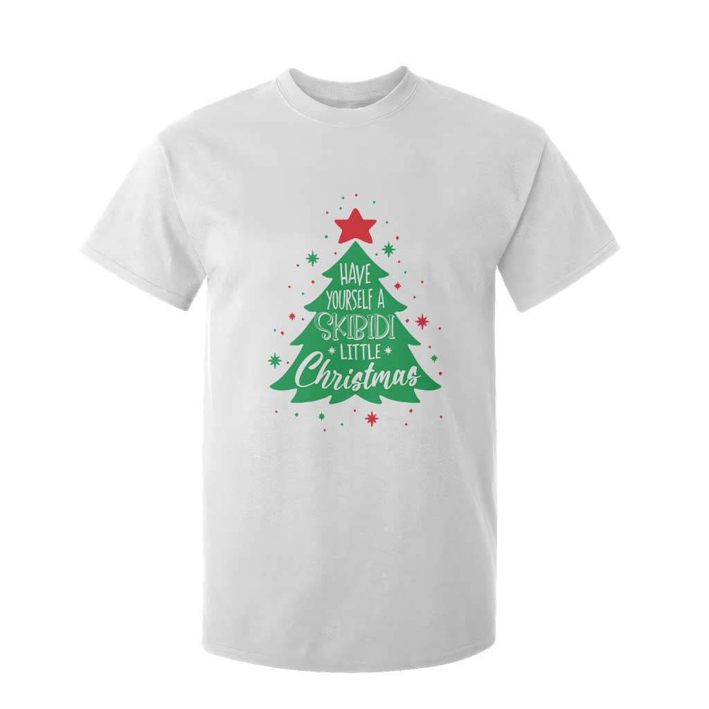 Funny Xmas T Shirt For Kid Have Yourself A Skibidi Little Rizzmas TS09 White Print Your Wear