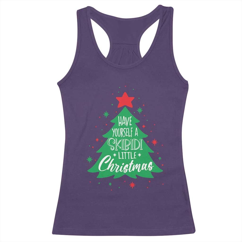 Funny Xmas Racerback Tank Top Have Yourself A Skibidi Little Rizzmas TS09 Purple Print Your Wear