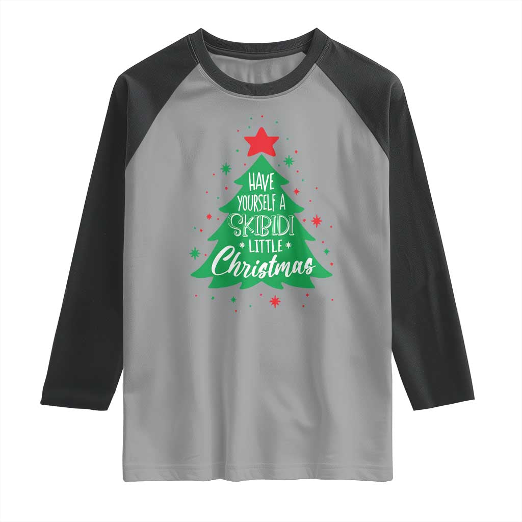 Funny Xmas Raglan Shirt Have Yourself A Skibidi Little Rizzmas TS09 Sport Gray Black Print Your Wear