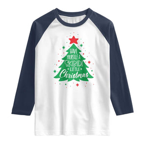Funny Xmas Raglan Shirt Have Yourself A Skibidi Little Rizzmas TS09 White Navy Print Your Wear