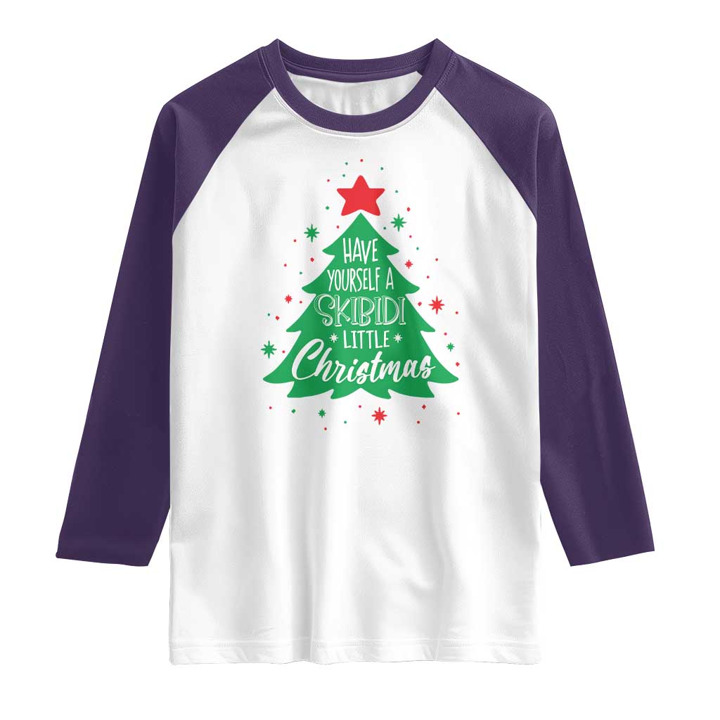 Funny Xmas Raglan Shirt Have Yourself A Skibidi Little Rizzmas TS09 White Purple Print Your Wear