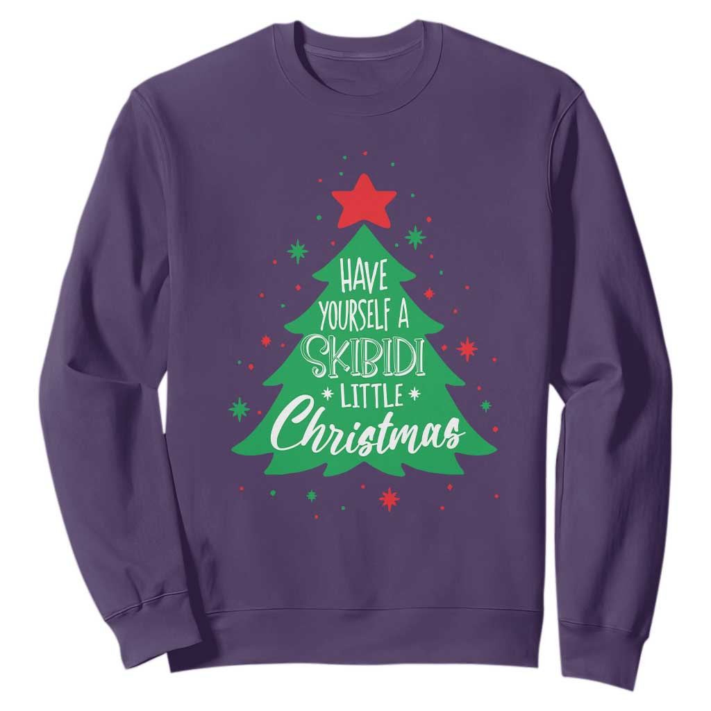 Funny Xmas Sweatshirt Have Yourself A Skibidi Little Rizzmas TS09 Purple Print Your Wear