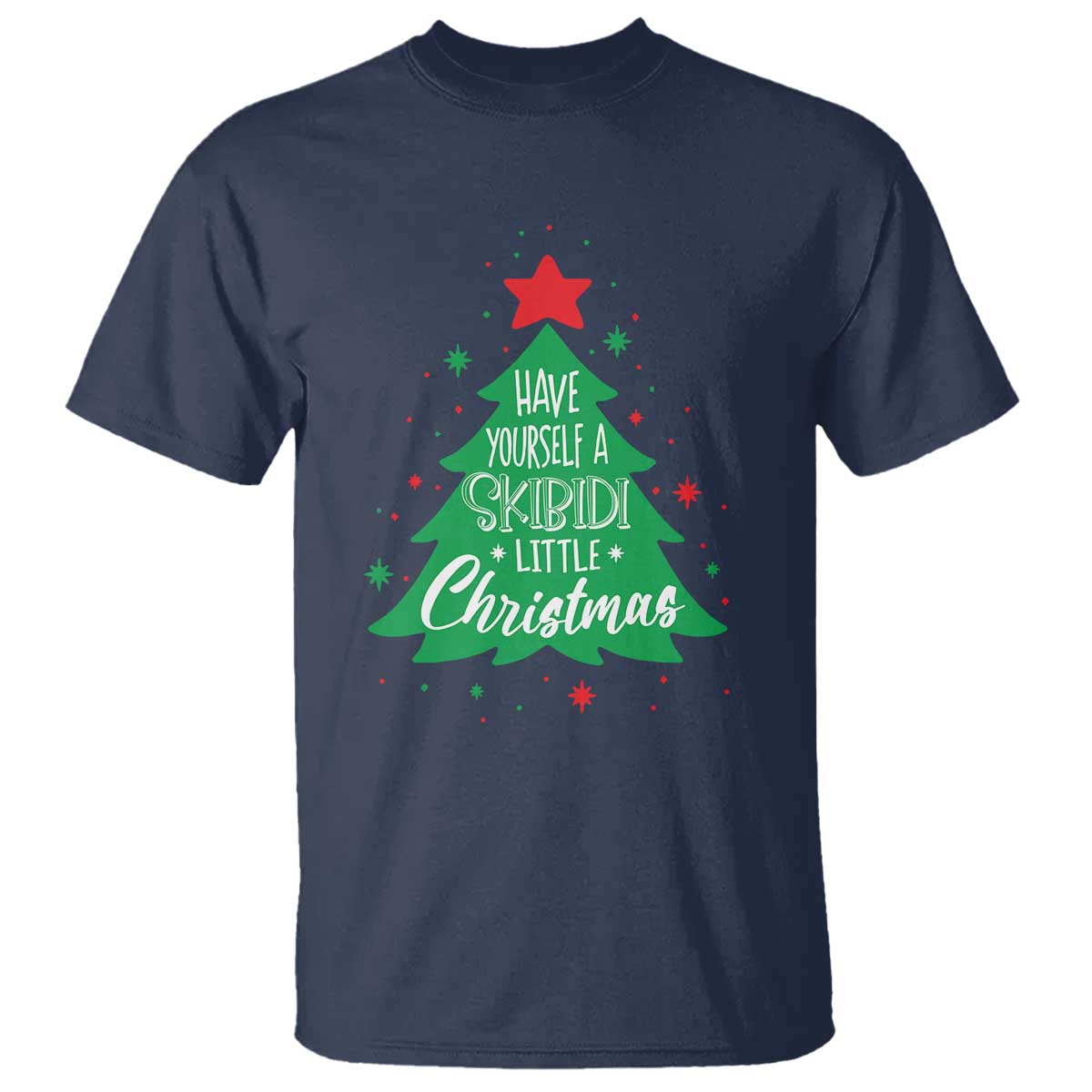 Funny Xmas T Shirt Have Yourself A Skibidi Little Rizzmas TS09 Navy Print Your Wear