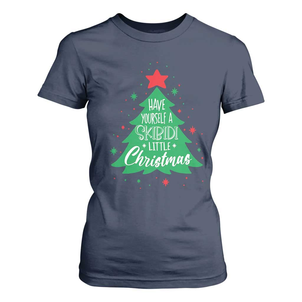 Funny Xmas T Shirt For Women Have Yourself A Skibidi Little Rizzmas TS09 Navy Print Your Wear