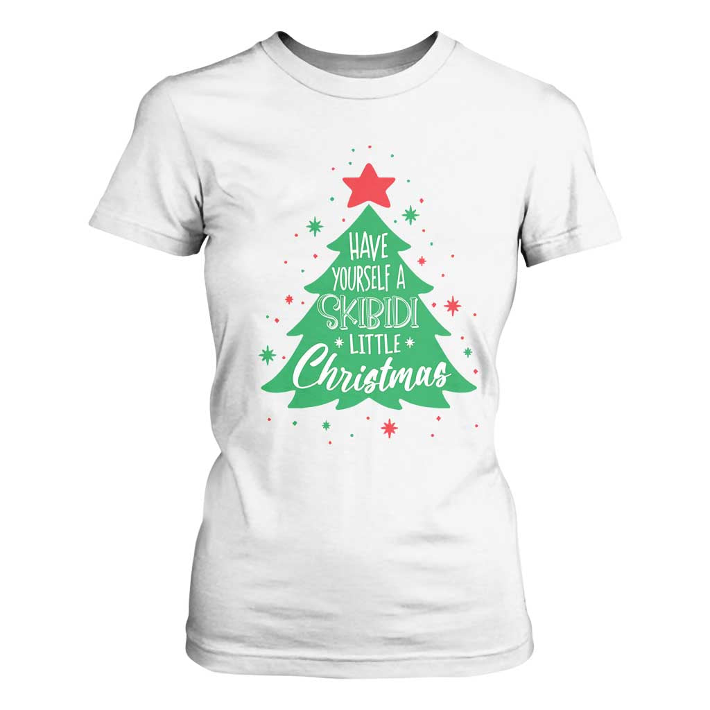 Funny Xmas T Shirt For Women Have Yourself A Skibidi Little Rizzmas TS09 White Print Your Wear