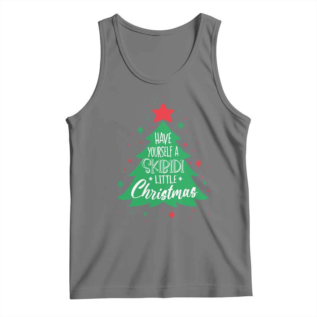 Funny Xmas Tank Top Have Yourself A Skibidi Little Rizzmas TS09 Black Heather Print Your Wear