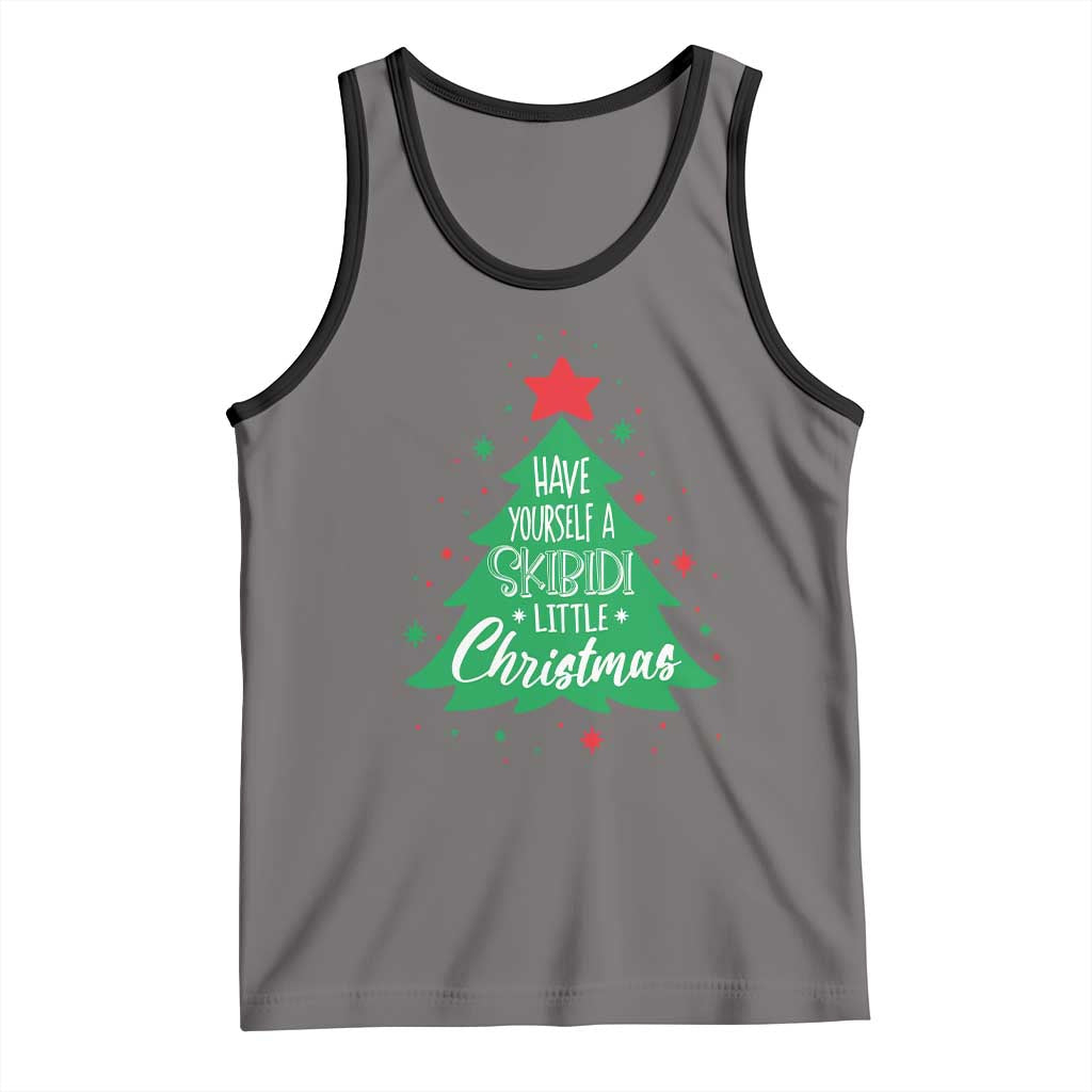 Funny Xmas Tank Top Have Yourself A Skibidi Little Rizzmas TS09 Deep Heather Black Print Your Wear