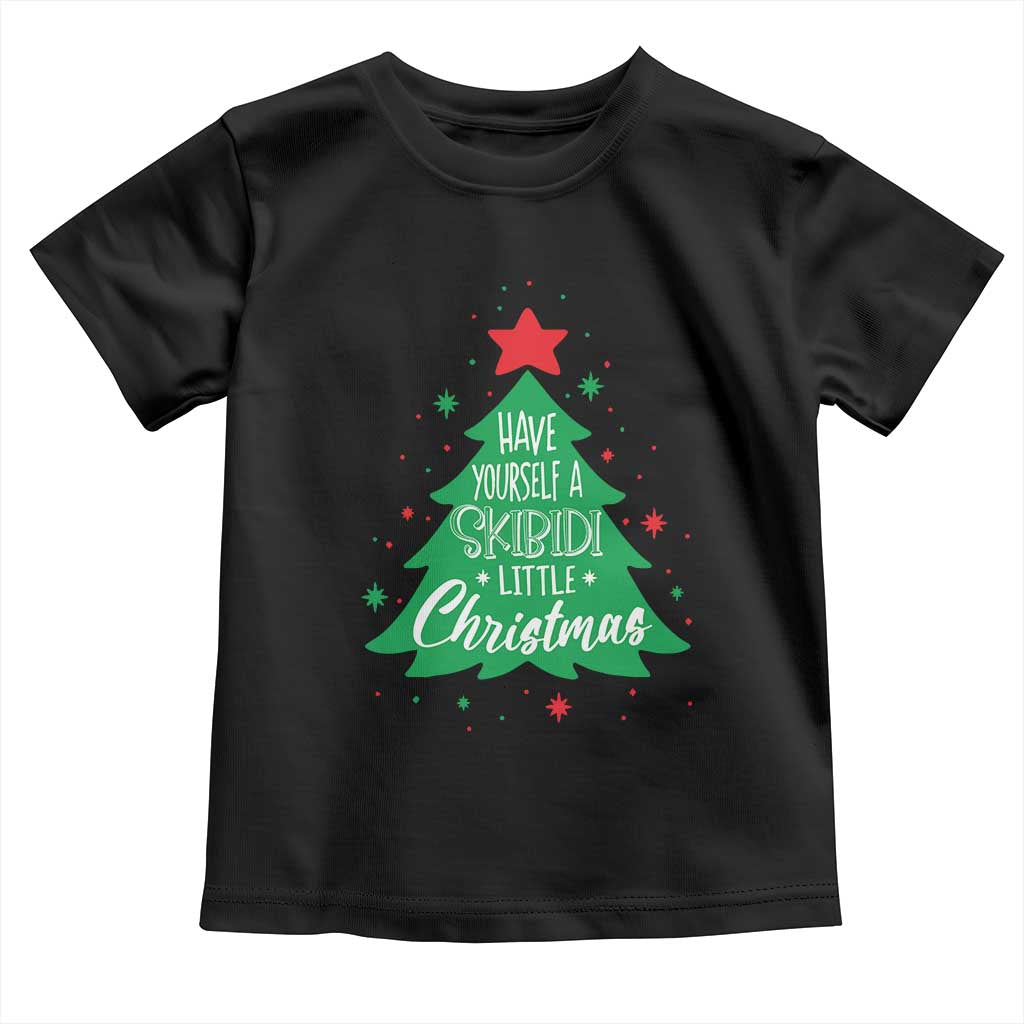Funny Xmas Toddler T Shirt Have Yourself A Skibidi Little Rizzmas TS09 Black Print Your Wear