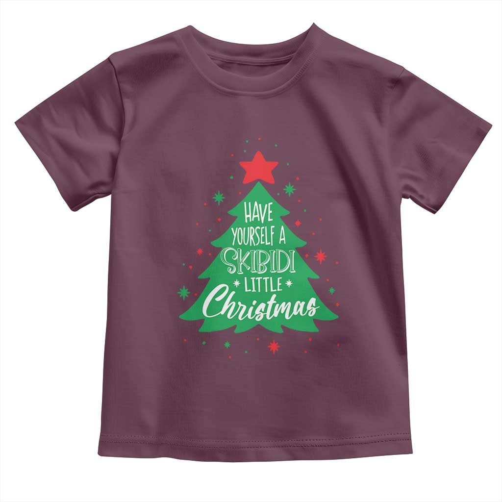 Funny Xmas Toddler T Shirt Have Yourself A Skibidi Little Rizzmas TS09 Maroon Print Your Wear