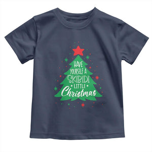 Funny Xmas Toddler T Shirt Have Yourself A Skibidi Little Rizzmas TS09 Navy Print Your Wear