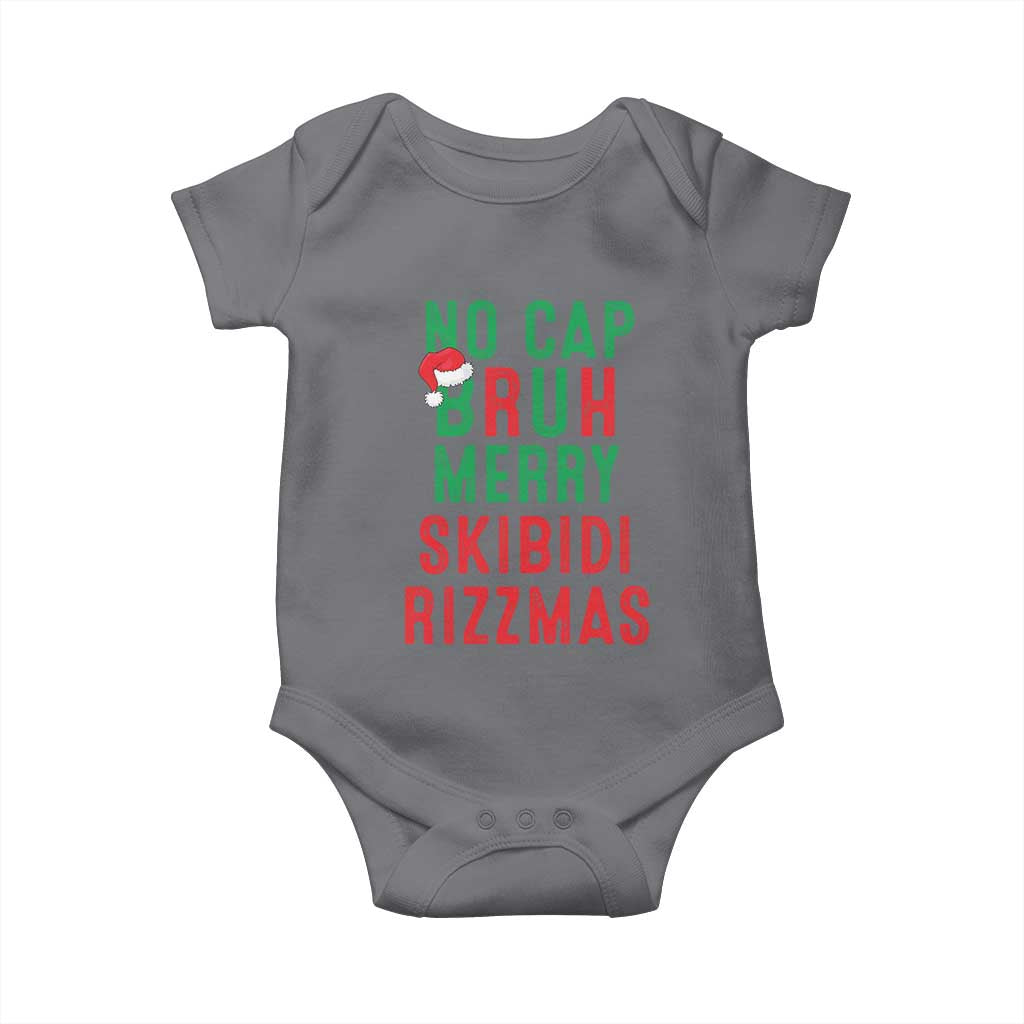 Funny Xmas Baby Onesie No Cap BRUH Merry Skibidi Rizzmas TS09 Charcoal Print Your Wear