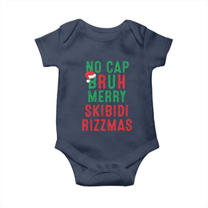 Funny Xmas Baby Onesie No Cap BRUH Merry Skibidi Rizzmas TS09 Navy Print Your Wear