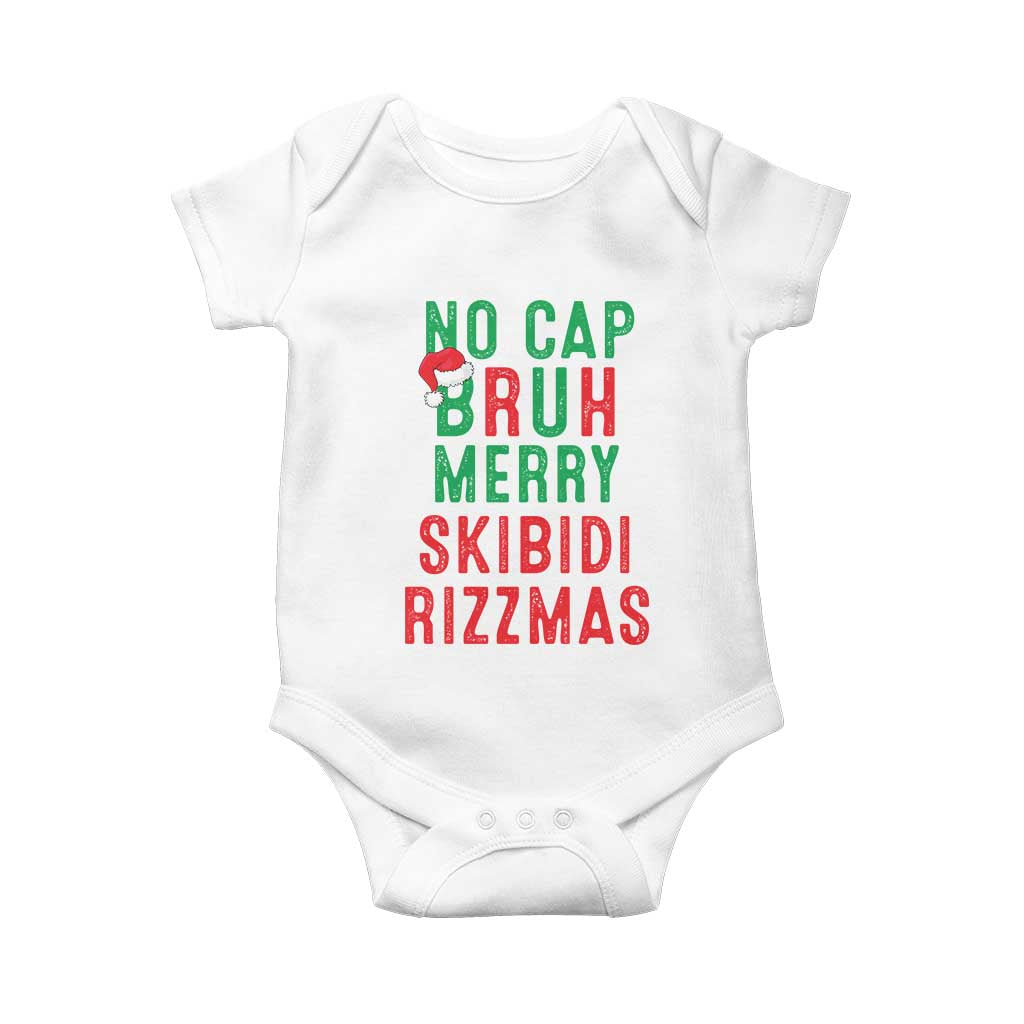 Funny Xmas Baby Onesie No Cap BRUH Merry Skibidi Rizzmas TS09 White Print Your Wear