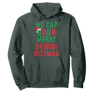 Funny Xmas Hoodie No Cap BRUH Merry Skibidi Rizzmas TS09 Dark Forest Green Print Your Wear
