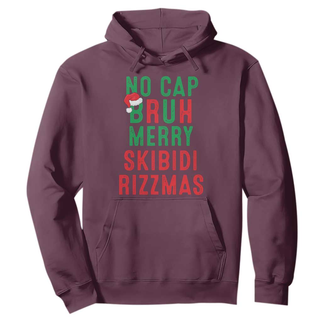 Funny Xmas Hoodie No Cap BRUH Merry Skibidi Rizzmas TS09 Maroon Print Your Wear
