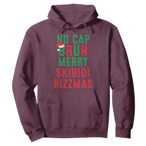 Funny Xmas Hoodie No Cap BRUH Merry Skibidi Rizzmas TS09 Maroon Print Your Wear
