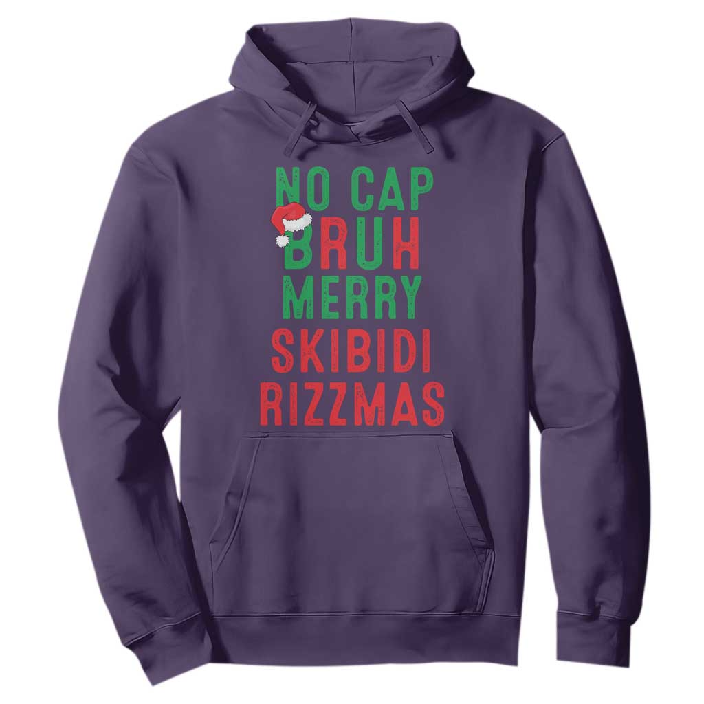 Funny Xmas Hoodie No Cap BRUH Merry Skibidi Rizzmas TS09 Purple Print Your Wear