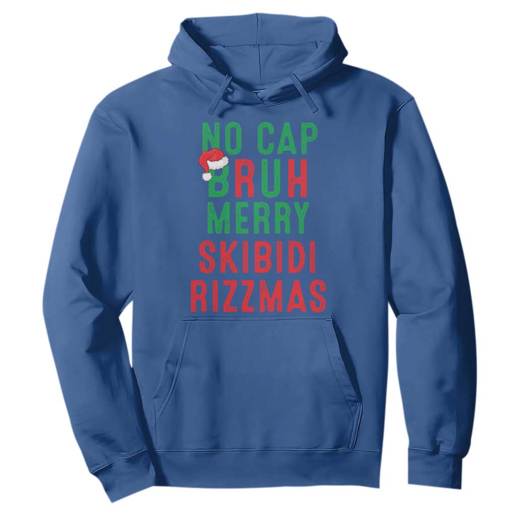 Funny Xmas Hoodie No Cap BRUH Merry Skibidi Rizzmas TS09 Royal Blue Print Your Wear