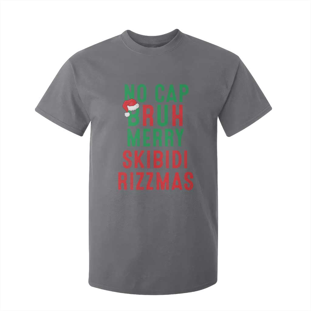 Funny Xmas T Shirt For Kid No Cap BRUH Merry Skibidi Rizzmas TS09 Charcoal Print Your Wear