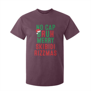 Funny Xmas T Shirt For Kid No Cap BRUH Merry Skibidi Rizzmas TS09 Maroon Print Your Wear