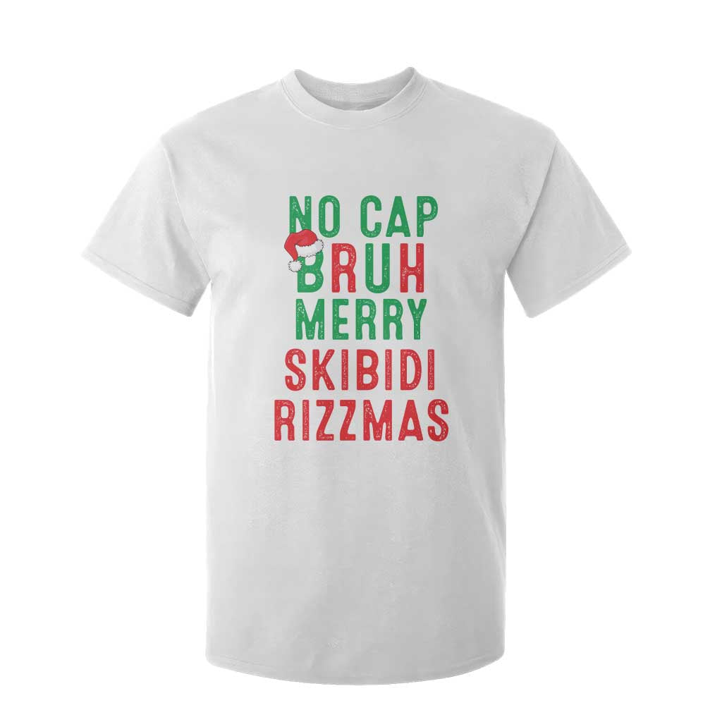 Funny Xmas T Shirt For Kid No Cap BRUH Merry Skibidi Rizzmas TS09 White Print Your Wear