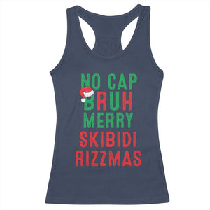 Funny Xmas Racerback Tank Top No Cap BRUH Merry Skibidi Rizzmas TS09 Navy Print Your Wear