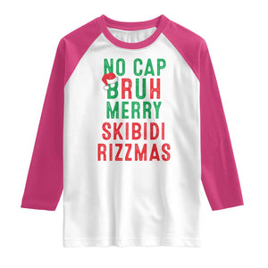 Funny Xmas Raglan Shirt No Cap BRUH Merry Skibidi Rizzmas TS09 White Heliconia Print Your Wear