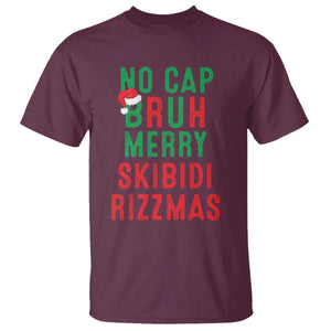 Funny Xmas T Shirt No Cap BRUH Merry Skibidi Rizzmas TS09 Maroon Print Your Wear