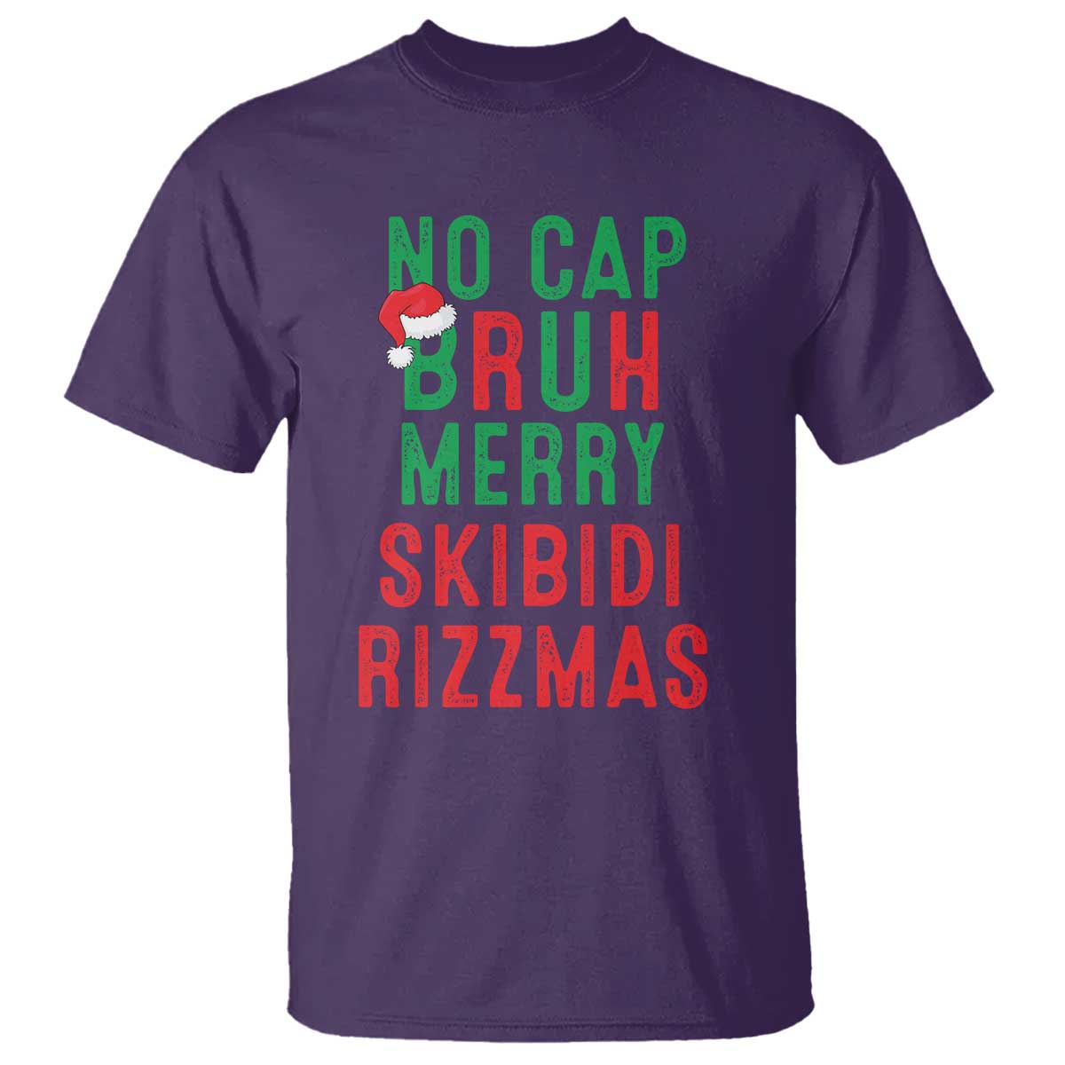 Funny Xmas T Shirt No Cap BRUH Merry Skibidi Rizzmas TS09 Purple Print Your Wear